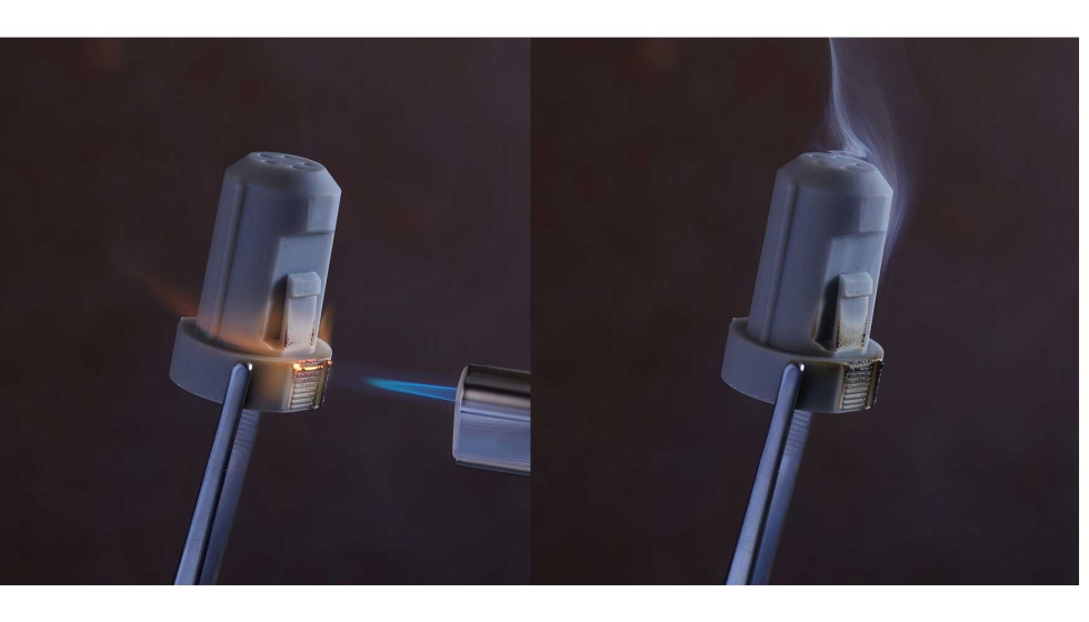 La resina Flame Retardant es autoextinguible una vez se elimina la fuente de la llama