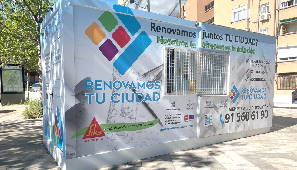 Imagen de la caseta informativa ubicada en el barrio de Simancas, para informar a los ciudadanos sobre las ventajas de la rehabilitacin energtica...