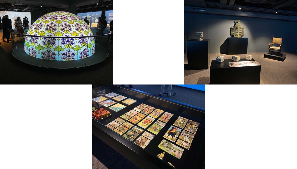 Imagen de la primera sala expositiva del primer museo digital sobre el Modernismo en Barcelona, donde una gran bola ofrece imgenes digitales...