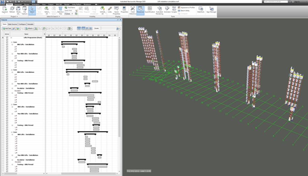 Imagen 4. Vinculacin del diagrama de Gantt del proyecto y los modelos BIM para la gestin de la obra