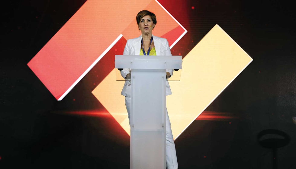 Sara Fernndez Yanes, presidenta de Fepyma, durante un momento de su discurso inaugural del II Congreso nacional de pymes ascensoristas...