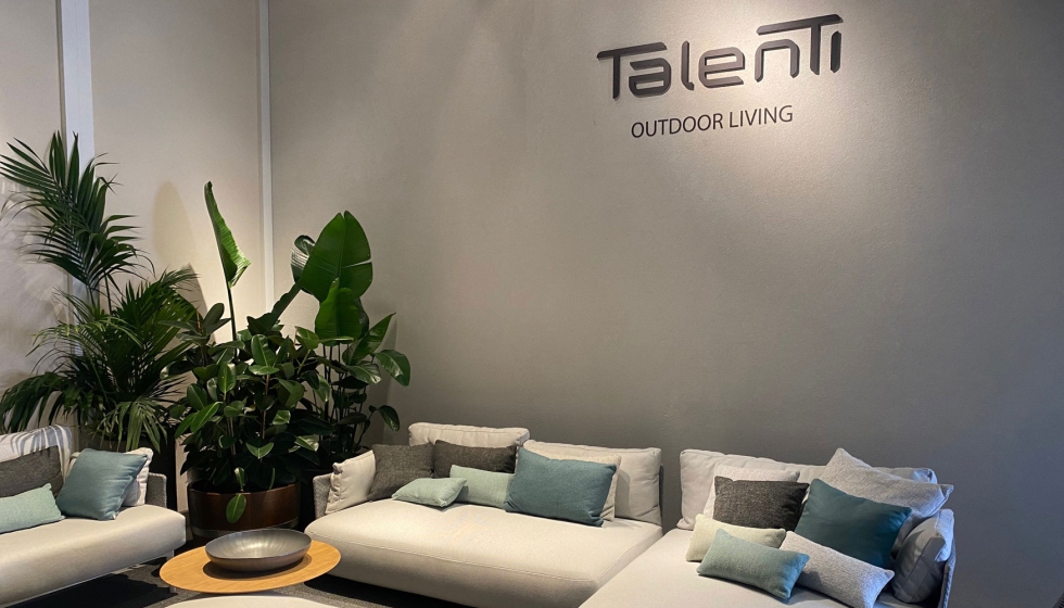 Imagen del stand de Talenti en el pasado Salone del Mobile Miln con las nuevas texturas en componentes outdoor de la marca...