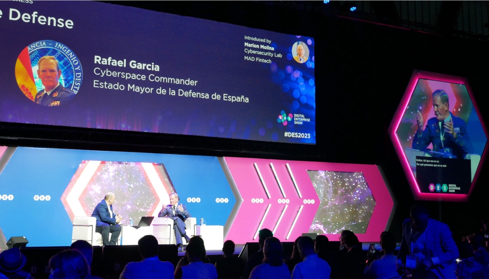 El general Rafael Garc�a en su intervenci�n en el DES2023