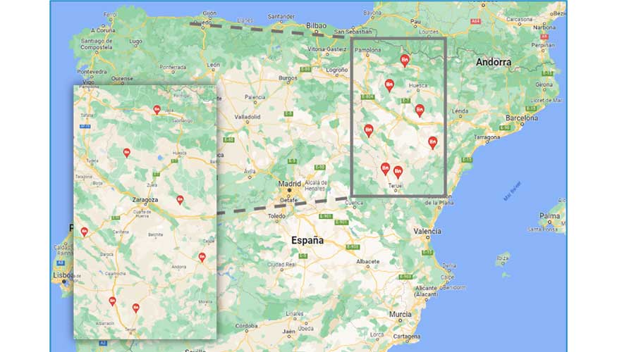 Figura 3. Ubicaci�n de los siete centros de clasificaci�n y cebo de Oviarag�n participantes en los ensayos a gran escala de TechCare...