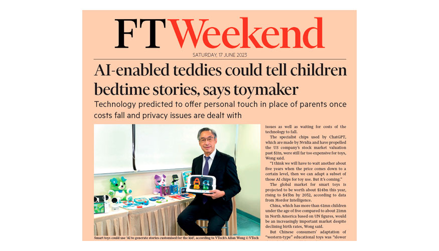 Allan Wong, director ejecutivo de VTech, habl con el Financial Times sobre la aplicacin de IA en los juguetes