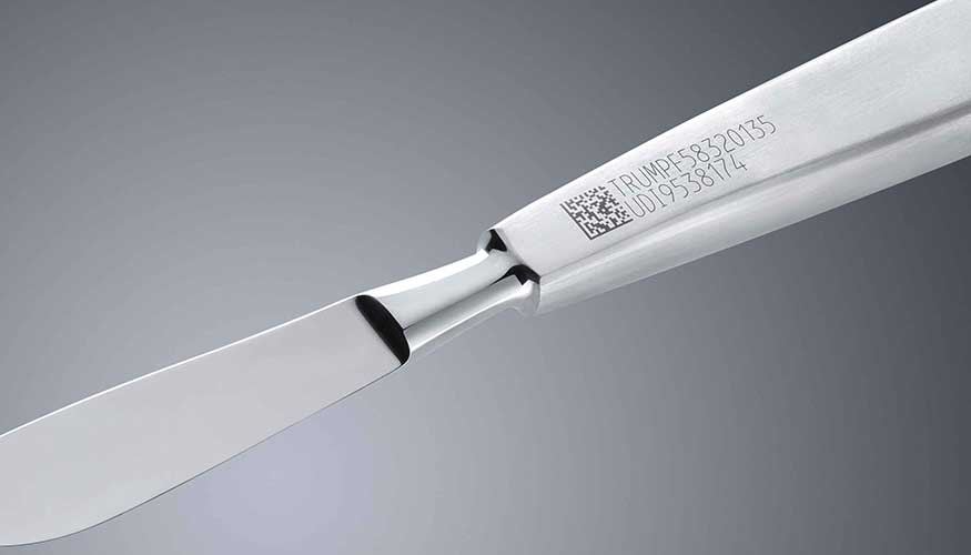 Los fabricantes de tecnologa mdica pueden usar el lser de pulso ultracorto para marcar instrumentos quirrgicos de acero inoxidable, por ejemplo...