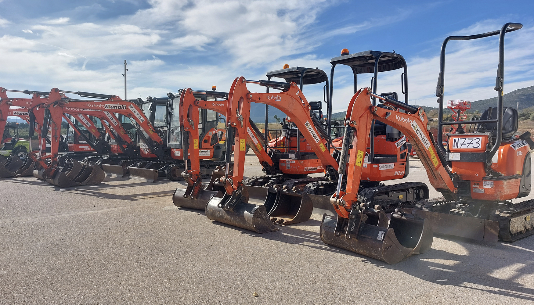 Flota de miniexcavadoreas Kubota de Manain