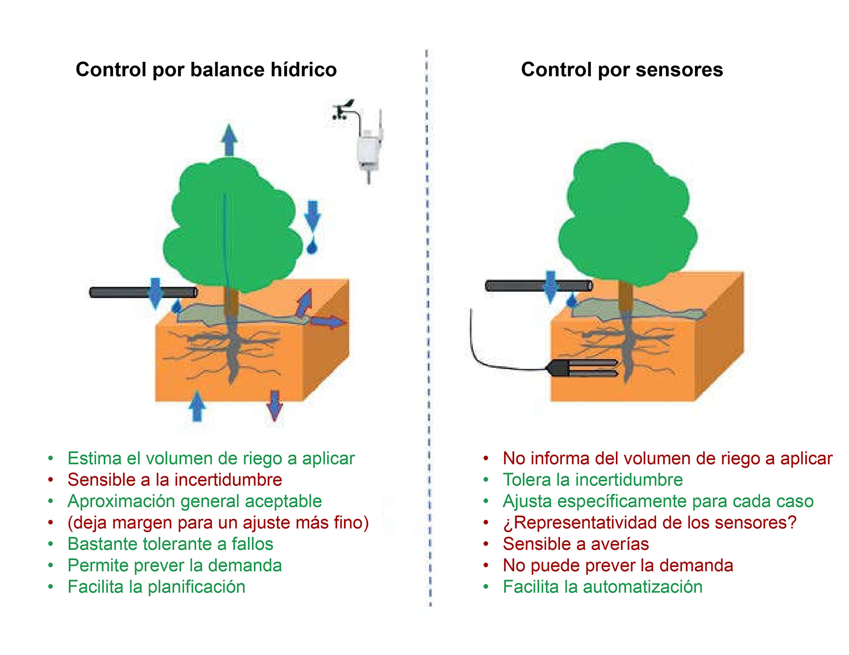Vantagens e desvantagens do controlo da rega atravs de balano hdrico e diretamente atravs de sensores