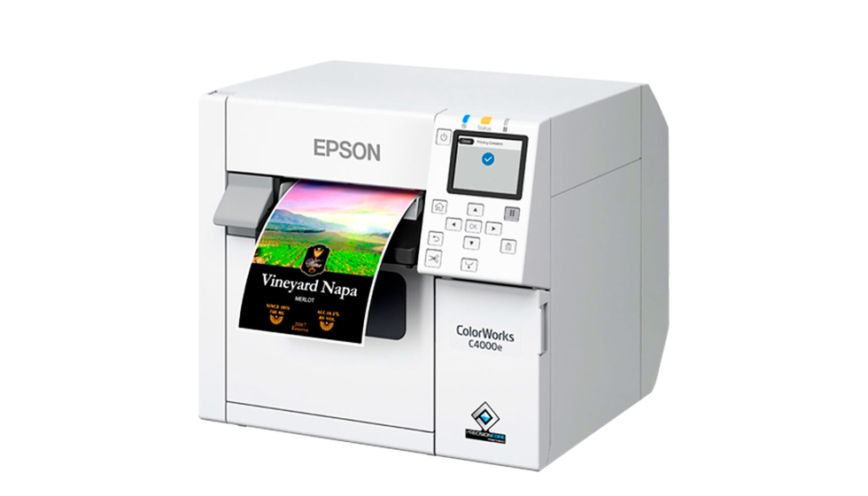 Impresora de sobremesa Epson ColorWorks C4000 para etiquetas en color de alta calidad, con tinta negra mate