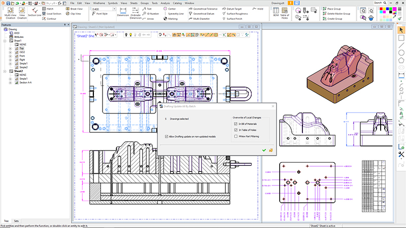 Update-Drawing - Atualizaes de desenho em lote introduzidas no Cimatron 2024