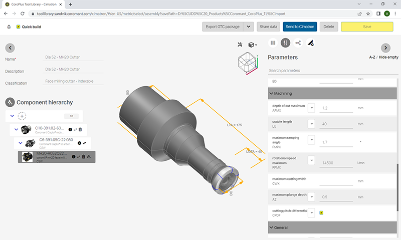 CPTL - CoroPlus Tool Library fornece acesso a mais de 900 mil de itens de ferramentas de corte