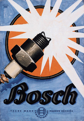 1921: I sketch the poster designed for the Bosch spark plugs for the study of Lucian Bernhard...