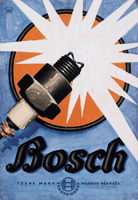 1921: boceto del pster diseado para las bujas Bosch por el estudio de Lucian Bernhard...