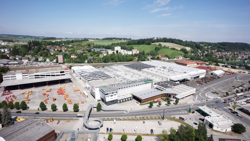 Vista area de la sede central en Grieskirchen (Austria)