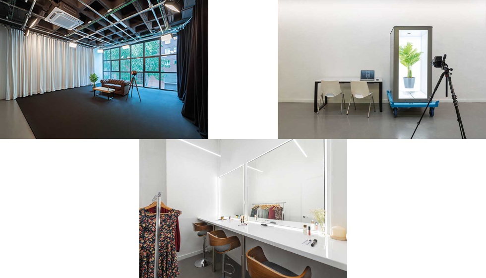 La zona de camerinos y los estudios de grabacin y fotografa son otros de los espacios diseados adhoc por 118 Studio...
