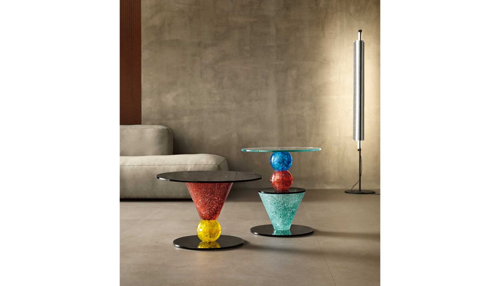 Tanto los alegres colores como la tcnica de fabricacin de las mesas de centro Il Paese delle Meraviglie ser una de las atracciones en Vitrum 2023...