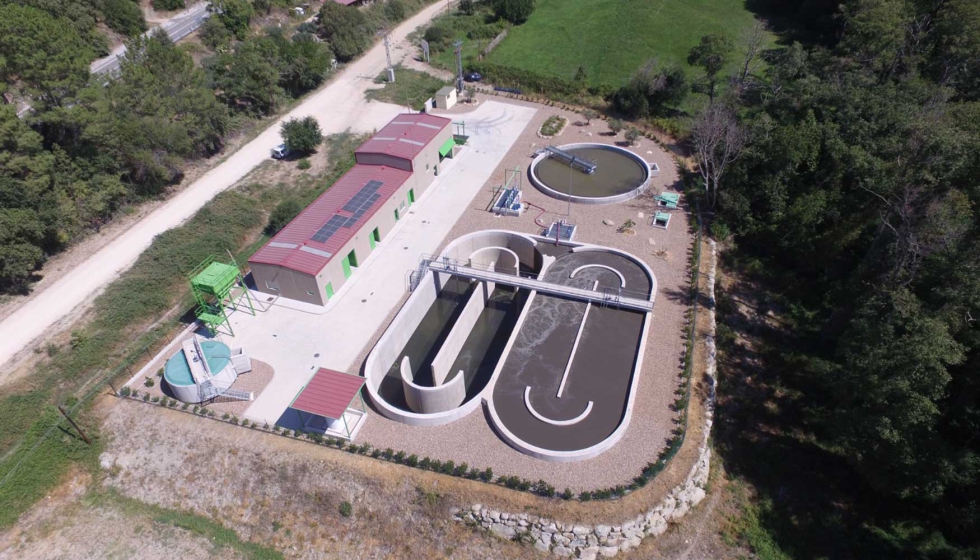 Vista area de la estacin depuradora de aguas residuales (EDAR) de la Mancomunidad del Barranco de las Cinco Villas