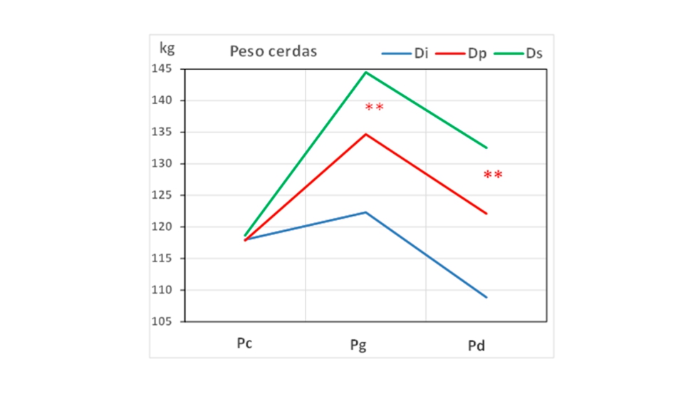 Figura 1. Evolucin del peso medio de las cerdas