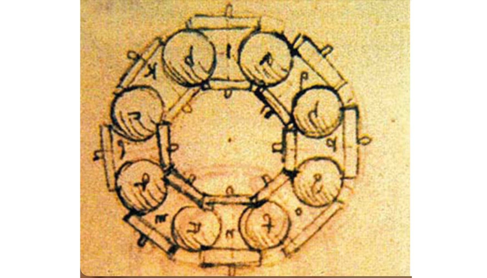 Diseo sobre un cojinete de bolas diseado por Leonardo da Vinci (1452-1519)