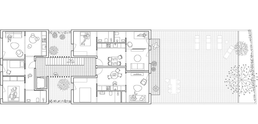 Plano de la disposici�n de una de las plantas tipo de esta finca de planta baja + 3 alturas