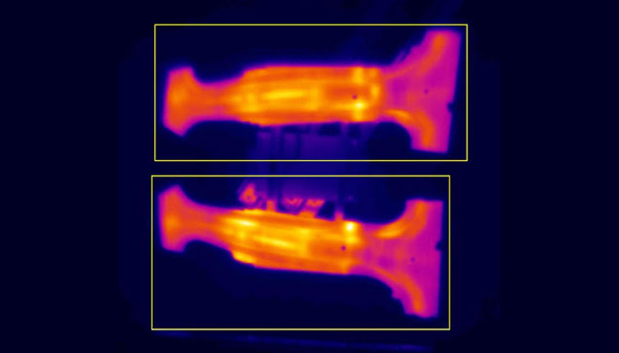 O sistema IPHA tem uma cmara termogrfica com uma lente grande angular em cada lado da prensa