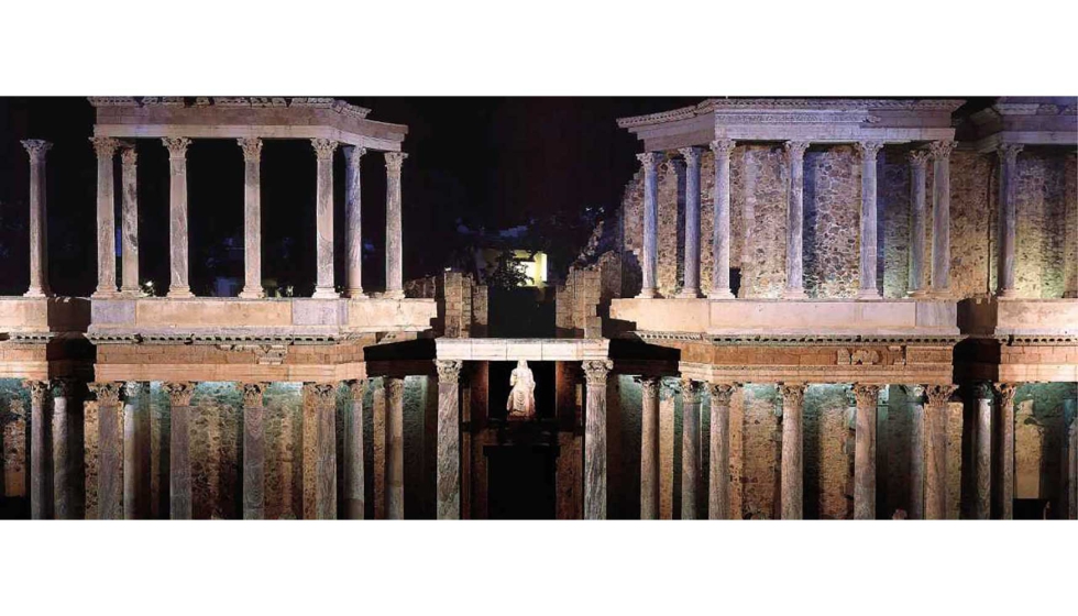 Teatro Romano de Mrida. Ejemplo de iluminacin puntual que destaca partes concretas del monumento. Fuente: Fundacin Endesa...