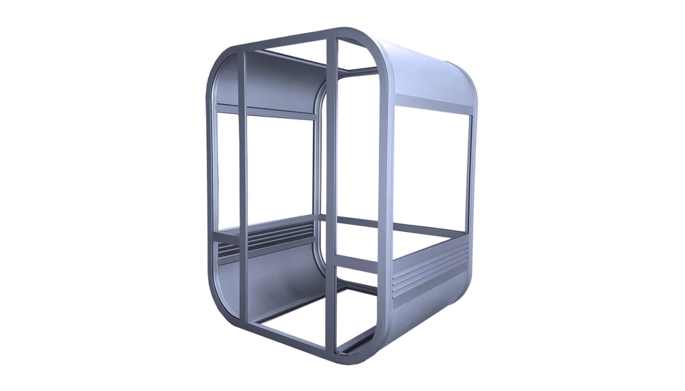 Curvado lateral realizado por Aluminios Vallirana para una cabina de telefrico en aluminio