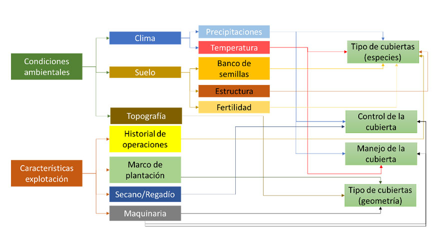 Figura 2. Factores que influyen en la eleccin y manejo de una cubierta vegetal