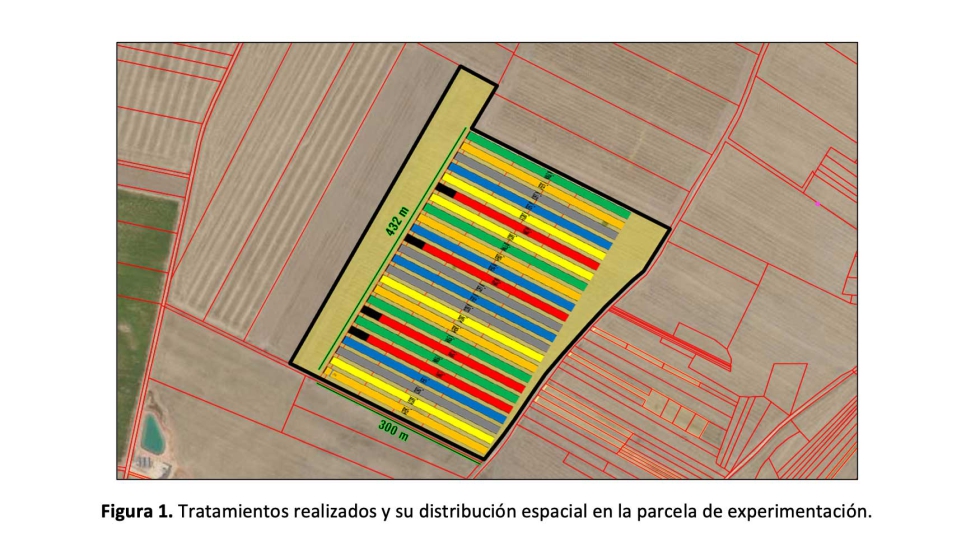 Figura 1. Tratamientos realizados y su distribuci�n espacial en la parcela de experimentaci�n