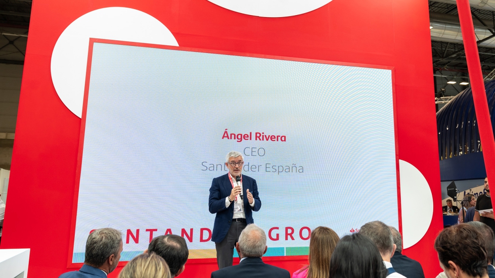 ngel Rivera, CEO de Santander Espaa durante la presentacin de la plataforma Avanis en la reciente edicin de Fruit Attraction...