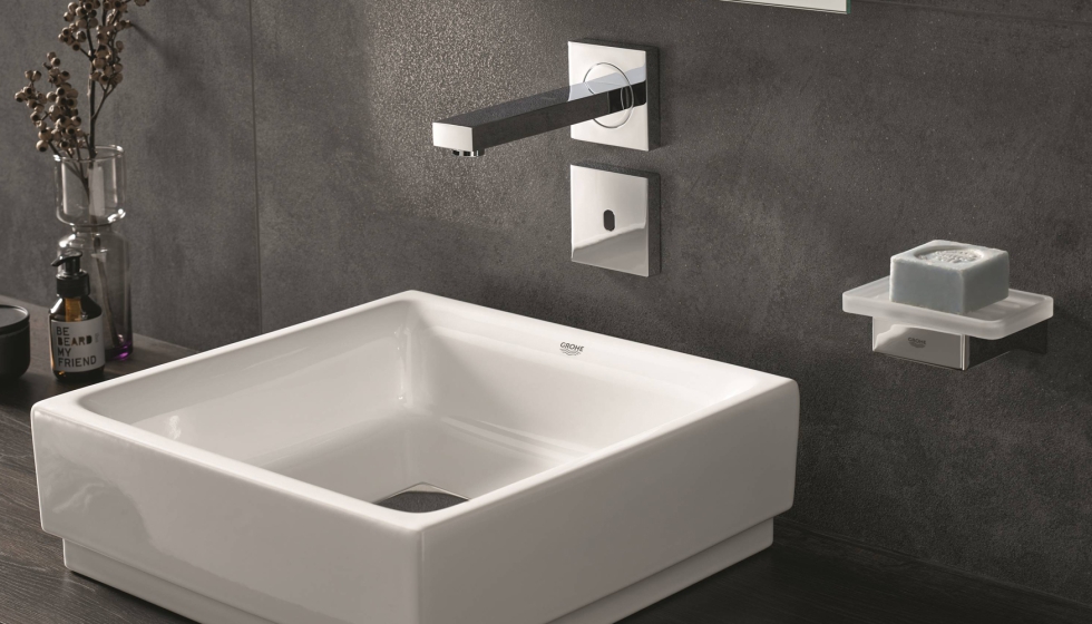 Grifo de lavabo de baño sin contacto, sensor de movimiento automático,  manos libres, grifos comerciales de níquel cepillado con válvula mezcladora  de