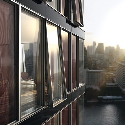 En fachadas convencionales, el mdulo de ventanas y fachada Schco ProSol TF ofrece libertad creativa. Foto: Schco International KG...