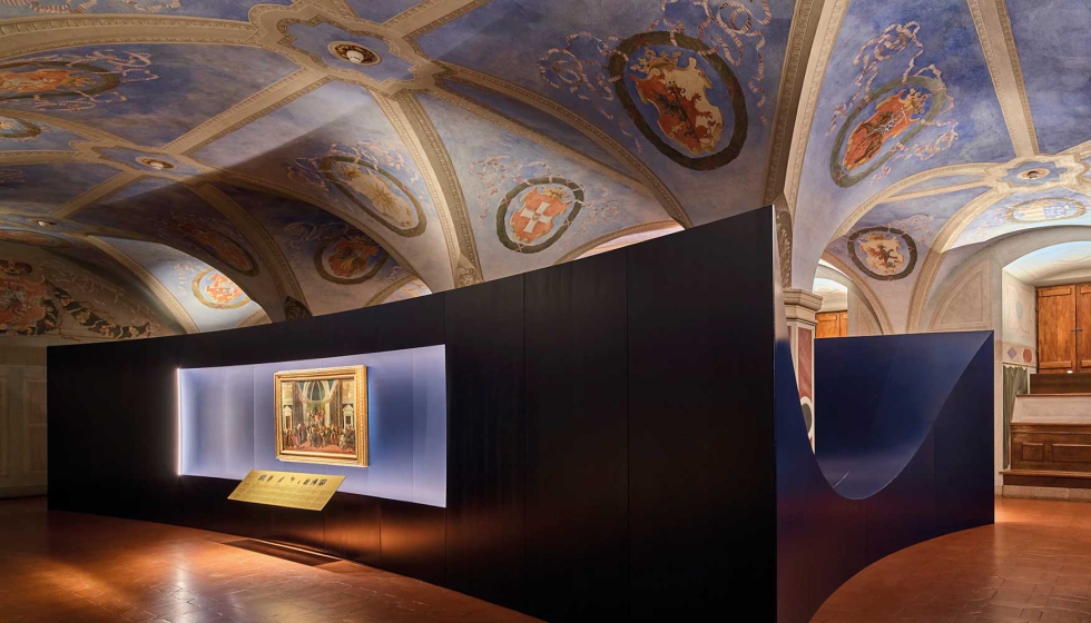 Detalle de la galera de obras firmadas por Sandro Botticelli, en la exposicin ubicada en el Castillo Real de Varsovia, Polonia...