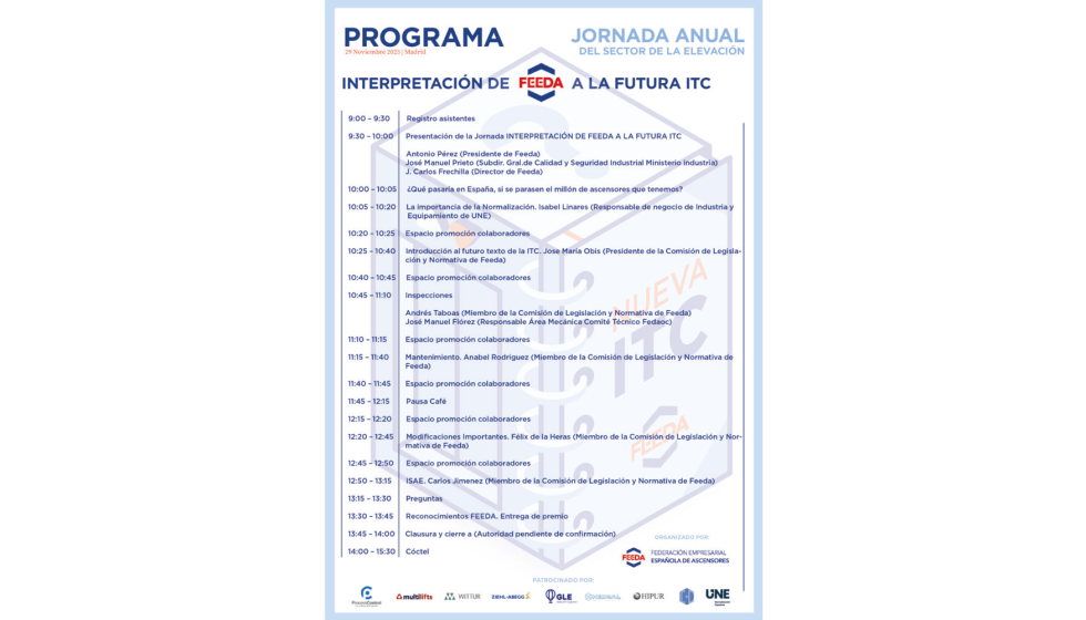 Programa completo de la Jornada Anual del Sector de la Elevacin