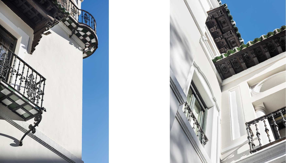 Detalles neoplaterescos y neobarrocos en balcones y elementos decorativos de la fachada del Palacio de la Trinidad. Fotos: Nacho Uribesalazar...