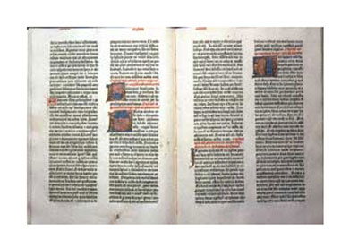 The new testament of the 'Gutenberg Bblia' which is preserved in the University of Seville