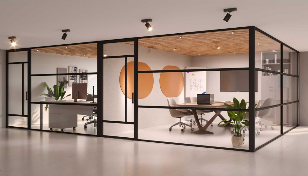 Los sistemas de aluminio Thermia SOHO permiten la separacin de espacios en viviendas y oficinas de manera personalizada y con diseos singulares...