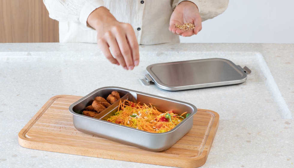 T�per tama�o grande para almuerzo con separador de la colecci�n Make & Take de Brabantia, en acero inoxidable