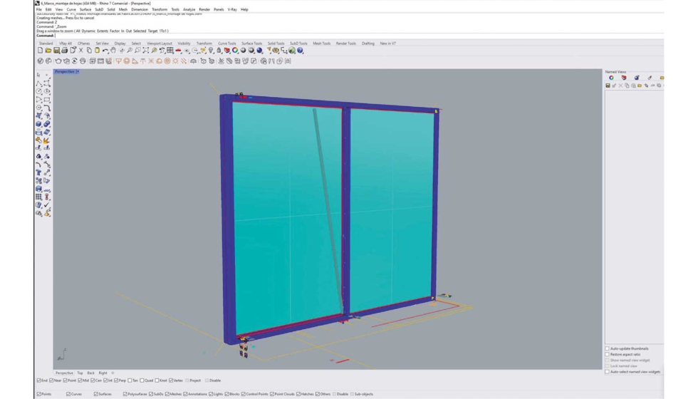 Figura 3.2. Creacin de modelos de una hoja balconera utilizando Rhinoceros 7