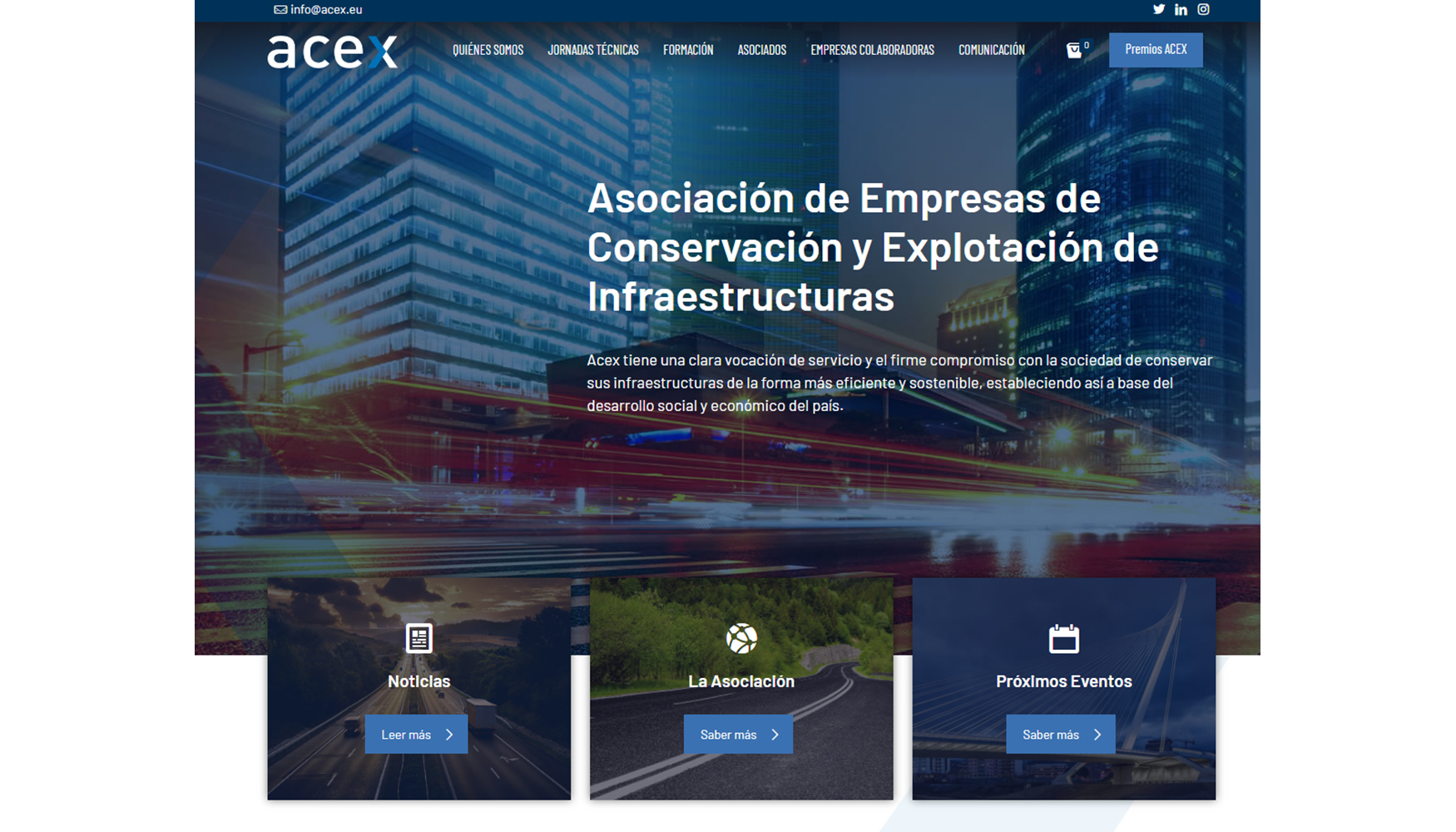 Imagen de la nueva web de Acex