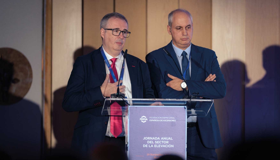Andrés Táboas (Feeda) y José Manuel Flórez (Fedaoc) durante un momento de su intervención