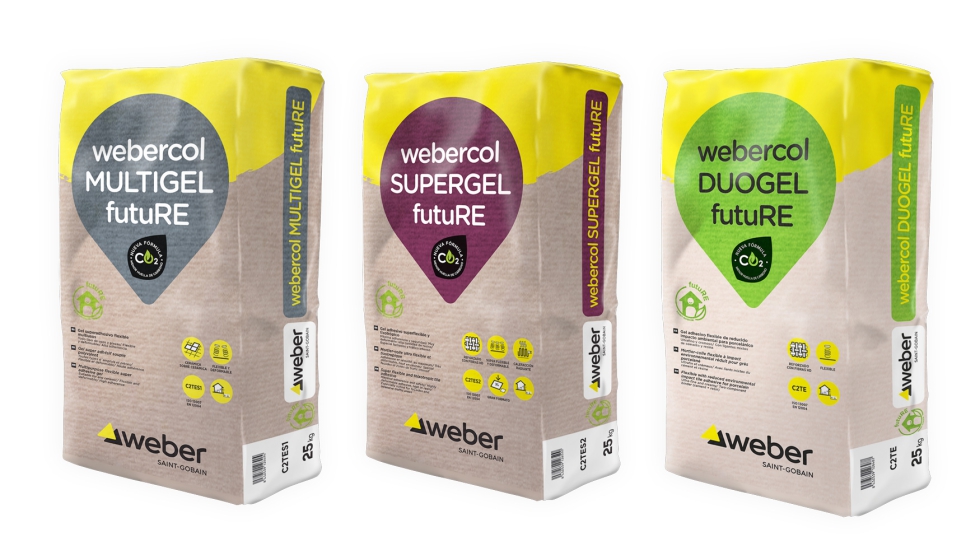 Las tres soluciones webercol Multigel futuRE (C2TES1), webercol Supergel futuRE (CSTES2) y webercol Duogel futuRE (C2TE) de Saint-Gobain Weber...