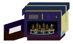 Figura 1. Esquema del equipo de microondas MSP-1000 utilizado con los vasos de extraccin colocados en su interior