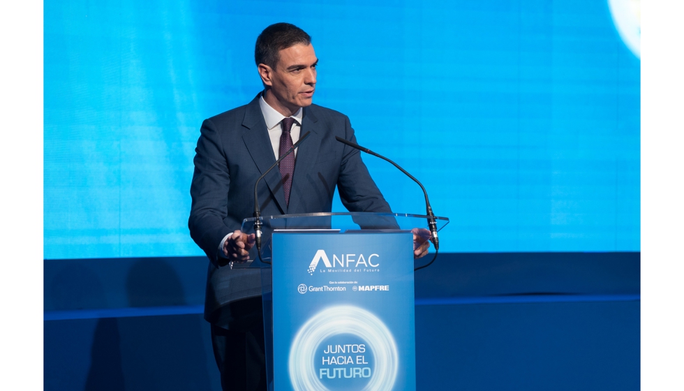 El presidente del Gobierno, Pedro Snchez, durante su intervencin en la cuarta edicin del Foro ANFAC 'Juntos hacia el futuro'...