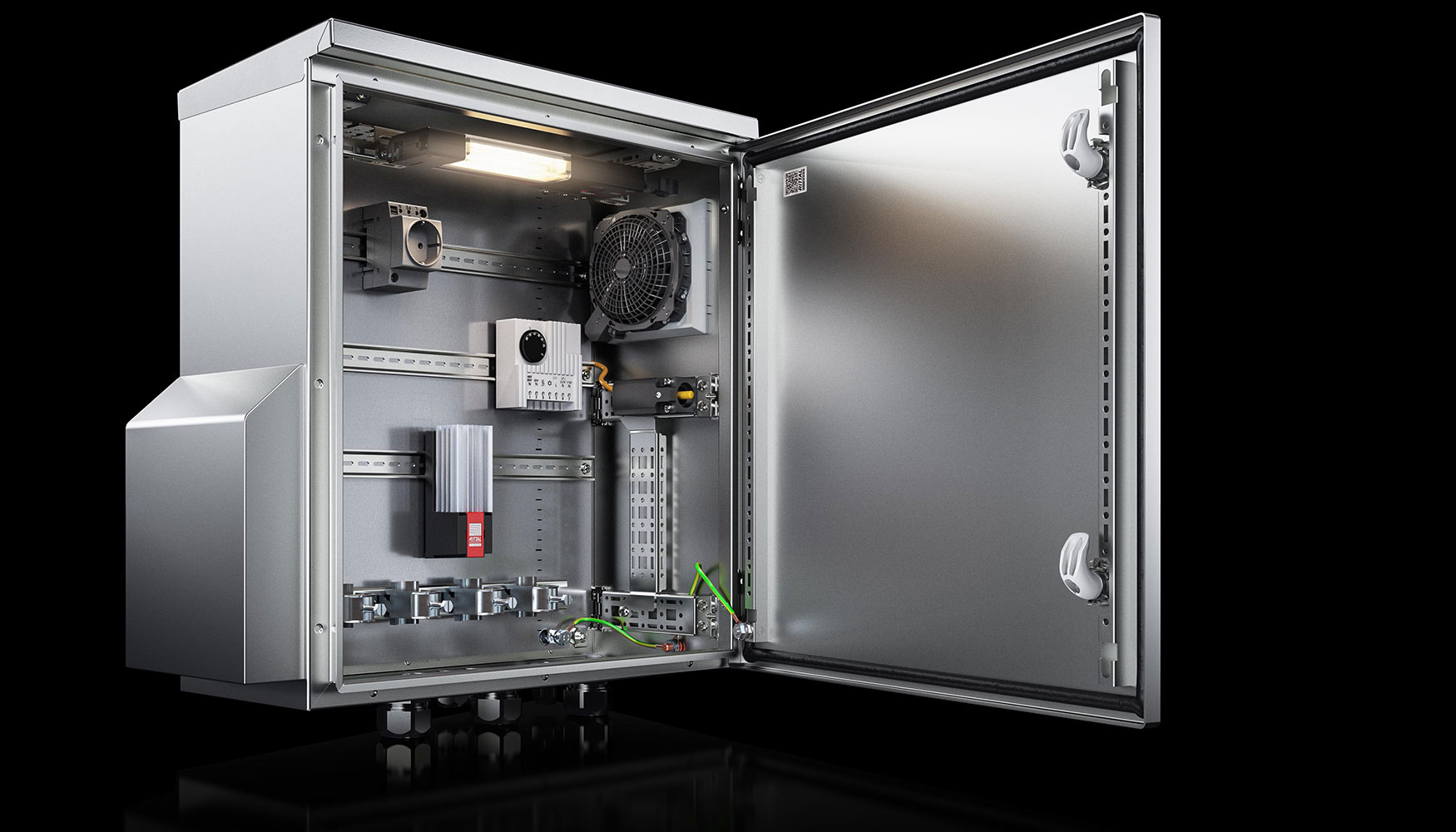 El nuevo armario compacto AX en acero inoxidable de Rittal resiste incluso a productos qumicos, salitre o humedad muy alta...