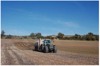 Aplicacin de purn en campo experimental. Foto:Gesfer