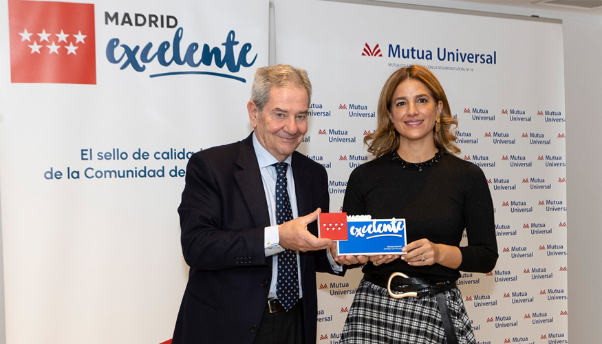 Juan Gell, director gerente de Mutua Universal, y Elena Mantilla, directora general de la Fundacin Madrid por la Competitividad y Madrid Excelente...