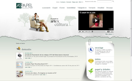 Aspecto de la nueva web de Aspapel