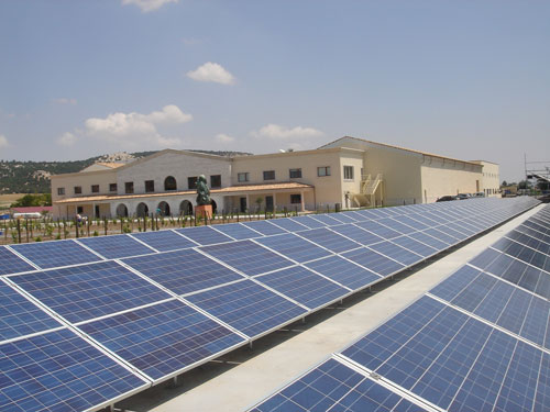 In the image, installation of photovoltaic panels in the Matarromera group Emina project