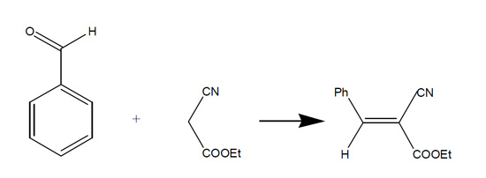 Figure 2. Condensation reaction of Knoevenagel studied with different types of activation